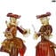 Sculpture Couple Goldoni or - Rouge - Figurines Vénitiennes Dame et Cavalier or 24kt