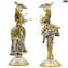 Paar Goldoni Skulptur Gold - Murrina - Venezianische Figuren Dame und Reiter Gold 24kt