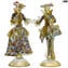 Pareja Goldoni escultura oro - Murrina - Figuras venecianas Dama y Jinete oro 24kt