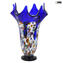 Geranie - Blaue Murano Vase Glas Millefiori