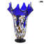 Géranium - Vase en verre de Murano bleu Millefiori