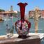 Gallo - Vase en verre rouge Murrine et argent