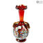 Gallo - Vase en verre rouge Murrine et argent