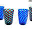 6er Set Trinkgläser Twisted - hellblau - Original Murano Glas