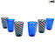 Juego de 6 vasos para beber Twisted - azul claro - Cristal de Murano original