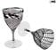 Trinkglas - schwarze Linien Chalices Set mit 6 Stück - original Muranoglas omg