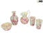 6 copos Millefiori - rosa - Vidro Murano Original OMG