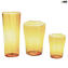 Set of 6 Drinking glasses Octagonal - Amber - Original Murano Glass