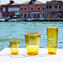 Set of 6 Drinking glasses shot - Octagonal - Amber - Original Murano Glass