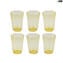 Set of 6 Drinking glasses shot - Octagonal - Amber - Original Murano Glass