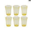 Set mit 6 Trinkgläsern Schnaps - Achteckig - Bernstein - Original Muranoglas