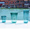 Set of 6 Drinking glasses Octagonal - Green - Original Murano Glass