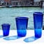 Set of 6 Drinking glasses Octagonal - blue - Original Murano Glass