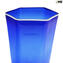 Set of 6 Drinking glasses Octagonal - blue - Original Murano Glass