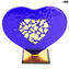 Heart Love - Verre bleu à l'or pur - Original Murano Glass Omg