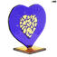 Heart Love - Blaues Glas mit purem Gold - Original Murano Glass Omg