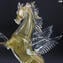 Escultura de caballo alado Pegaso de oro en cristal de Murano original Omg