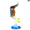 kingfisher on  branch - Glass Sculpture - Original Murano Glass OMG