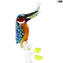 kingfisher on  branch - Glass Sculpture - Original Murano Glass OMG