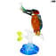 kingfisher on  branch - Glass Sculpture - Original Murano Glass OMG