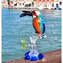 kingfisher on  branch - Glass Sculpture - Original Murano Glass OMG