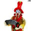 Clownfigur mit Ziehharmonika Original Murano Glas OMG