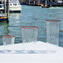 Set of 6 Drinking glasses - red rim - Octagonal - Original Murano Glass