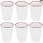 Set of 6 Drinking glasses - red rim - Octagonal - Original Murano Glass