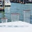 Set of 6 Drinking glasses flute - red rim - Octagonal - Original Murano Glass