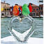 Uccellini su ramo a forma di cuore - vetro di Murano Originale OMG