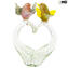 Precioso gorrión - rama de corazón - Cristal de Murano original OMG