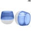 Set of 6 Drinking glasses -Twisted - light blue - Original Murano Glass