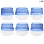 Set of 6 Drinking glasses -Twisted - light blue - Original Murano Glass
