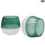 Set of 6 Drinking glasses -Twisted - green - Original Murano Glass