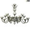 Candelabro veneziano branco e cinza - Vidro Murano Original OMG