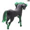 الحصان الأسود والأخضر - زجاج مورانو الأصلي - OMG