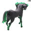 Caballo negro y verde - Cristal de Murano original - OMG