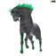 Caballo negro y verde - Cristal de Murano original - OMG