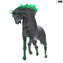 Cheval noir et vert - Verre de Murano original - OMG