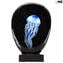 Medusa blu Scultura con lampada a led - vetro di Murano originale