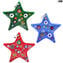 Christmas Decoration Stars - Millefiori Set of 3 pieces - Murano Glass Xmas