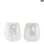 Set of 2 Drinking glasses - shot - crystal & iridescent bubbles - Original Murano Glass - OMG