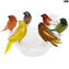 Maravilloso nido de 6 gorriones - Cristal y oro - Cristal de Murano original OMG