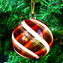 Set of 3 Christmas Ball - Canes Stripped Fantasy - Murano Glass Xmas 