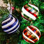 Set of 3 Christmas Ball - Canes Stripped Fantasy - Murano Glass Xmas 