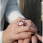 Bague Charming ronde - feuille rouge et argent - Verre Original de Murano OMG