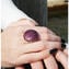 Anillo Charming redondo -hoja de plata y violeta - Original Cristal de Murano OMG