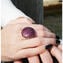 Bague Charming ronde - violette et feuille d'argent - Original Murano Glass OMG