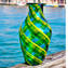 Vaso con Canne verdi in vetro di Murano originale soffiato
