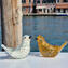 Passero bianco - con vero oro - Vetro di Murano Originale OMG